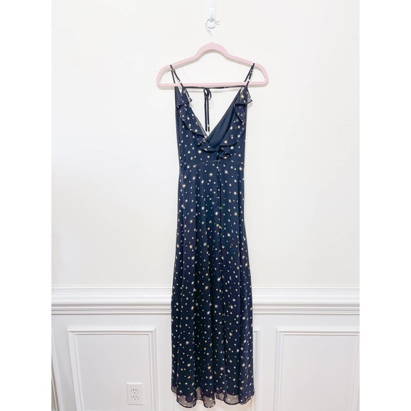 Lulu's Galactic Goddess Metallic Star Print Maxi Dress Size Small - Picture 4 of 7